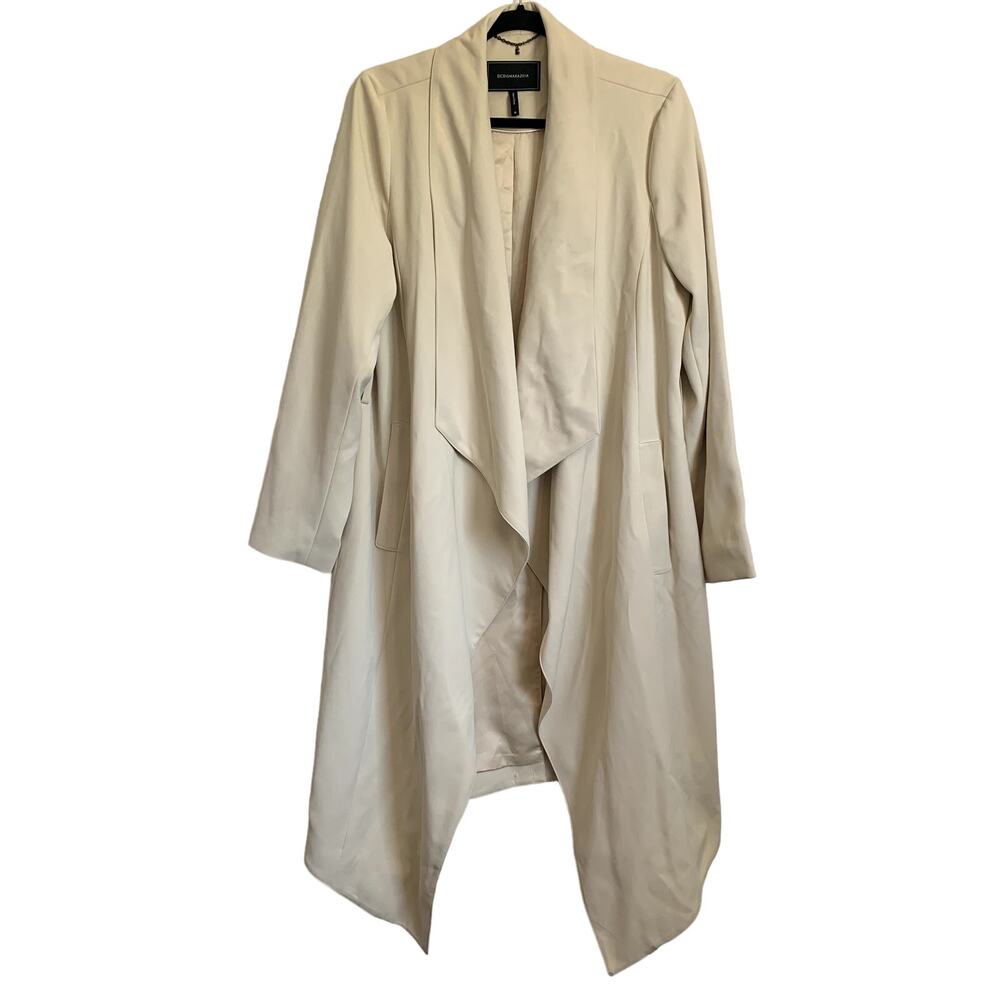 NEW BCBGMAXAZRIA Drape Front Waterfall Coat in‎ Ivory/Cream